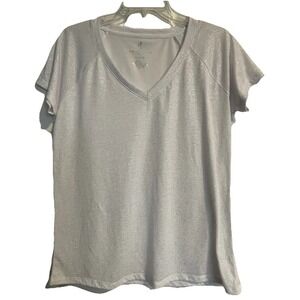 Juicy Couture Sparkle V-Neck Tee Shirt Women's Large - Glam Casual Style